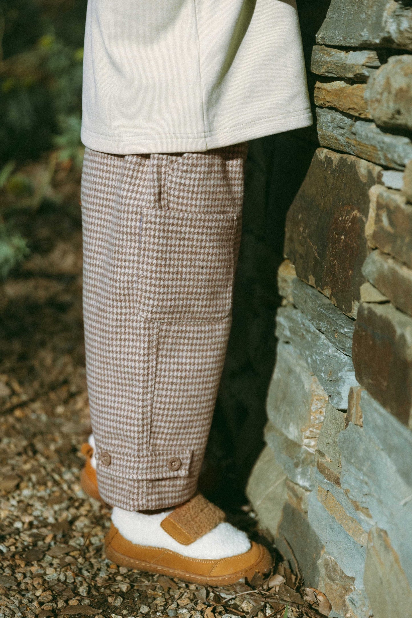 Plaid Fleece Pants - Brown
