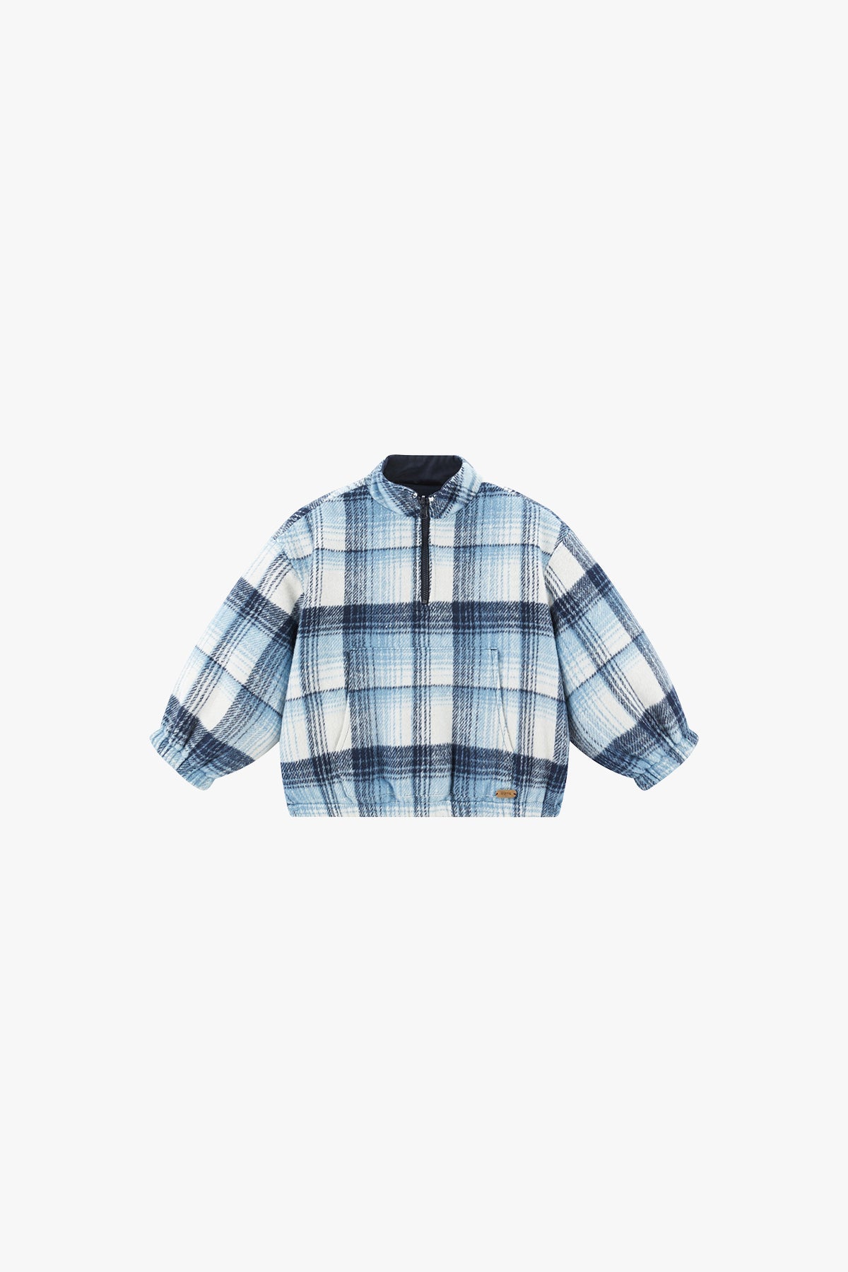 Retro Checkered Plush Jacket - Dark Night Blue