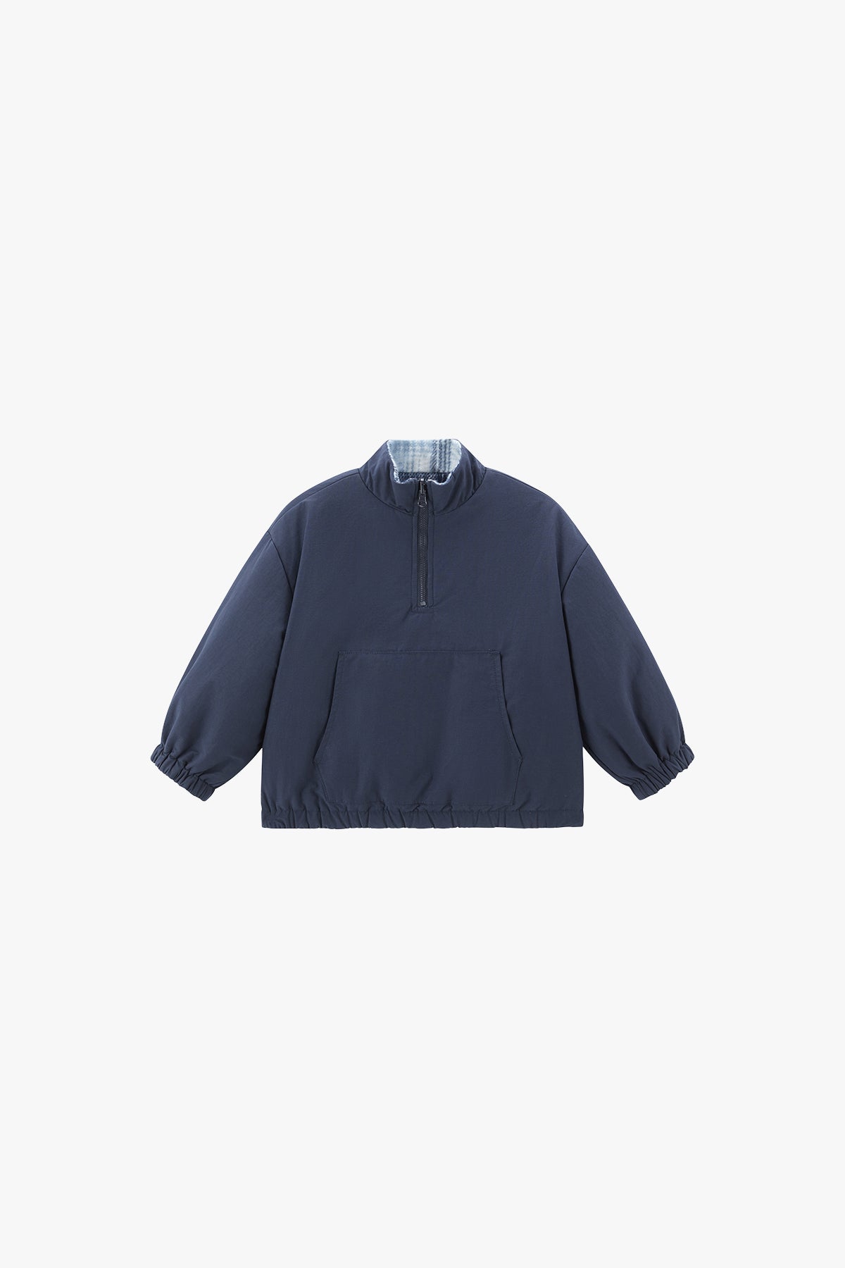 Retro Checkered Plush Jacket - Dark Night Blue