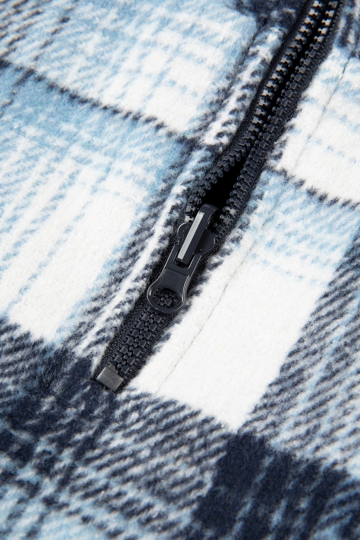 Retro Checkered Plush Jacket - Dark Night Blue