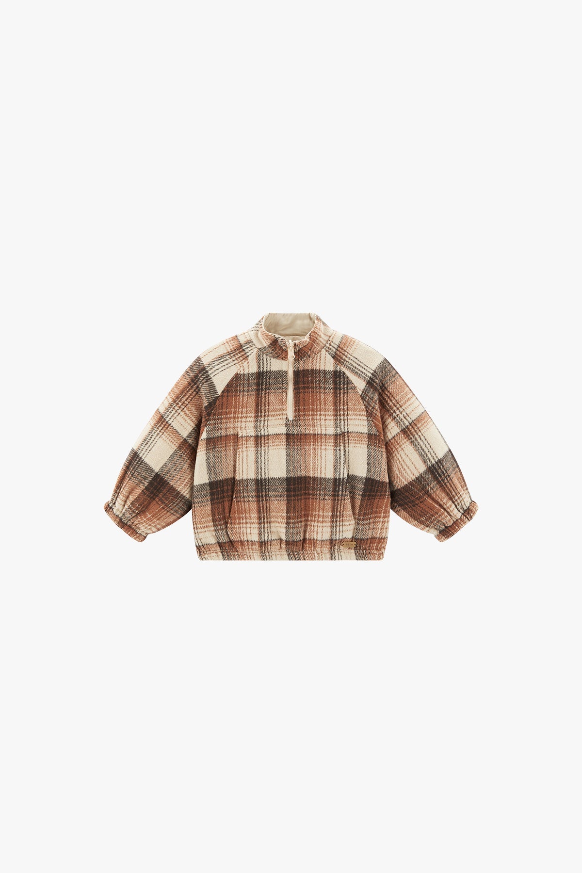 Retro Checkered Plush Jacket - Sunset Brown