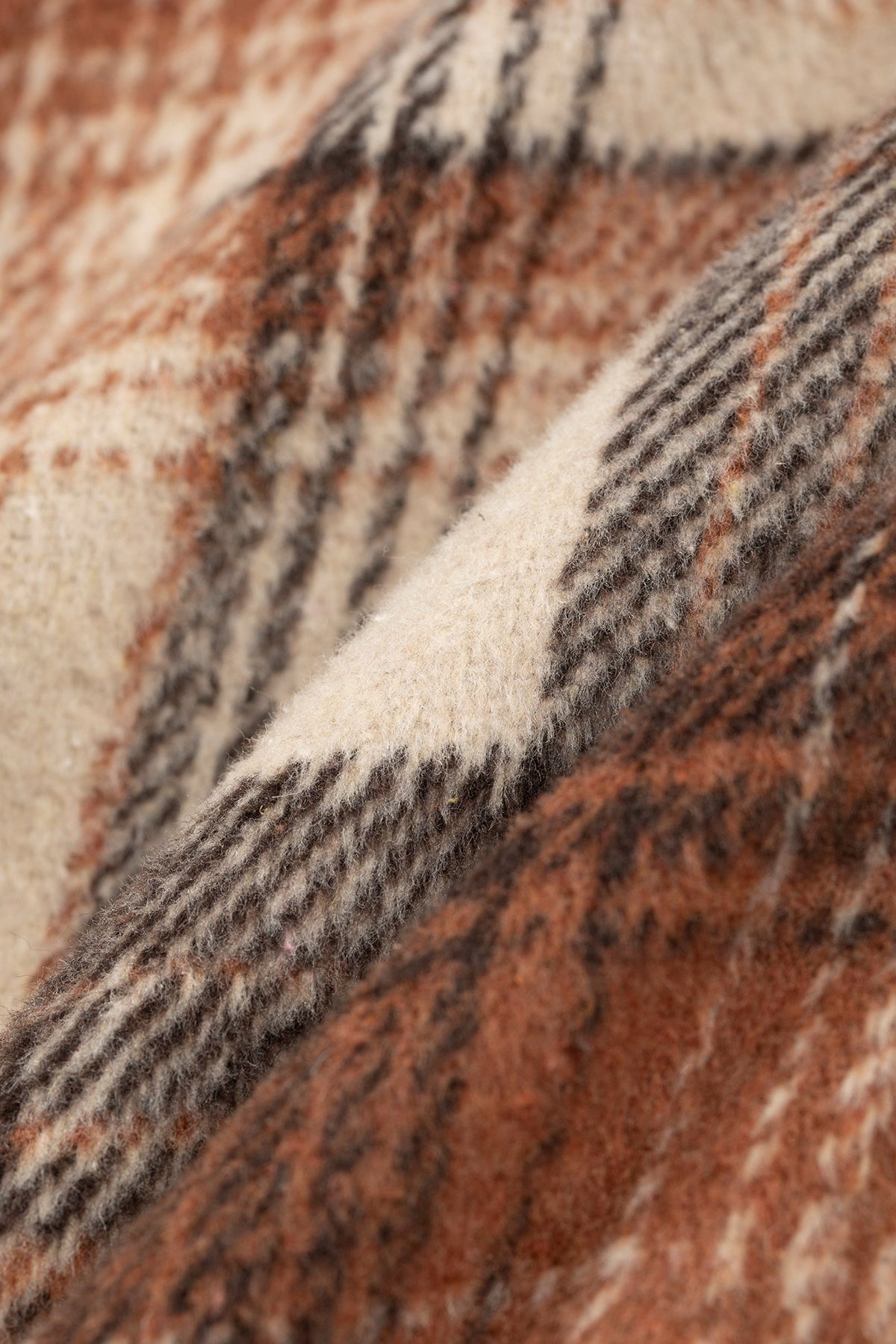 Retro Checkered Plush Jacket - Sunset Brown