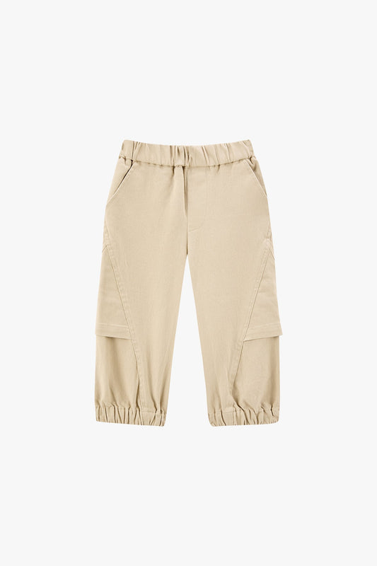 Twill Cuff Pants With Pockets - Light Khaki