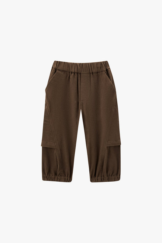 Twill Cuff Pants With Pockets - cacao brown