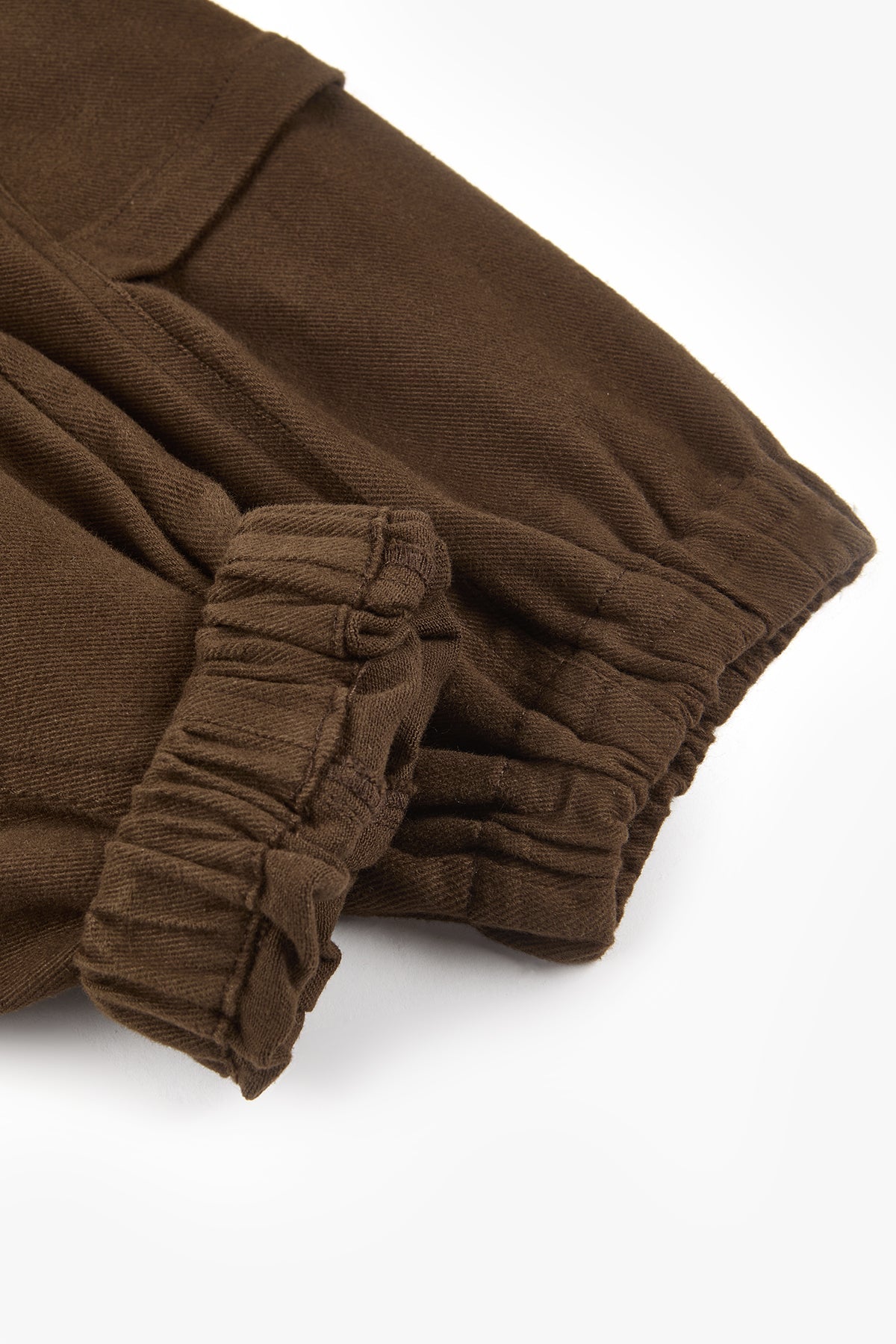 Twill Cuff Pants With Pockets - cacao brown