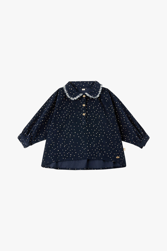 Vintage Polka Dot Blouse - Navy