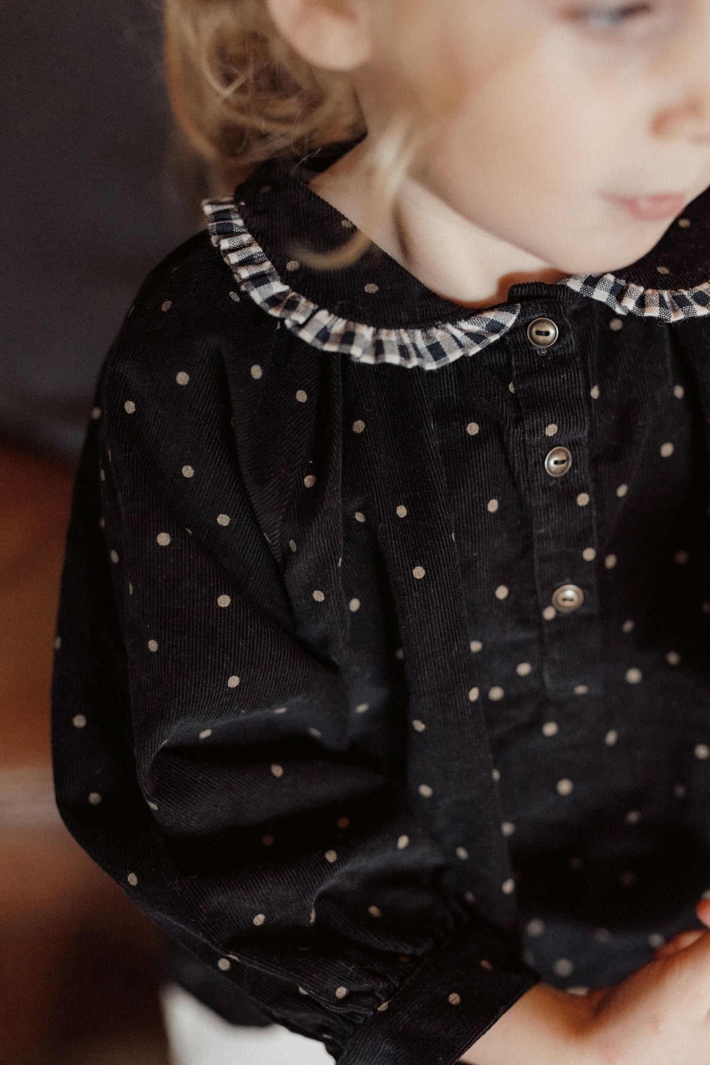 Vintage Polka Dot Blouse - Navy