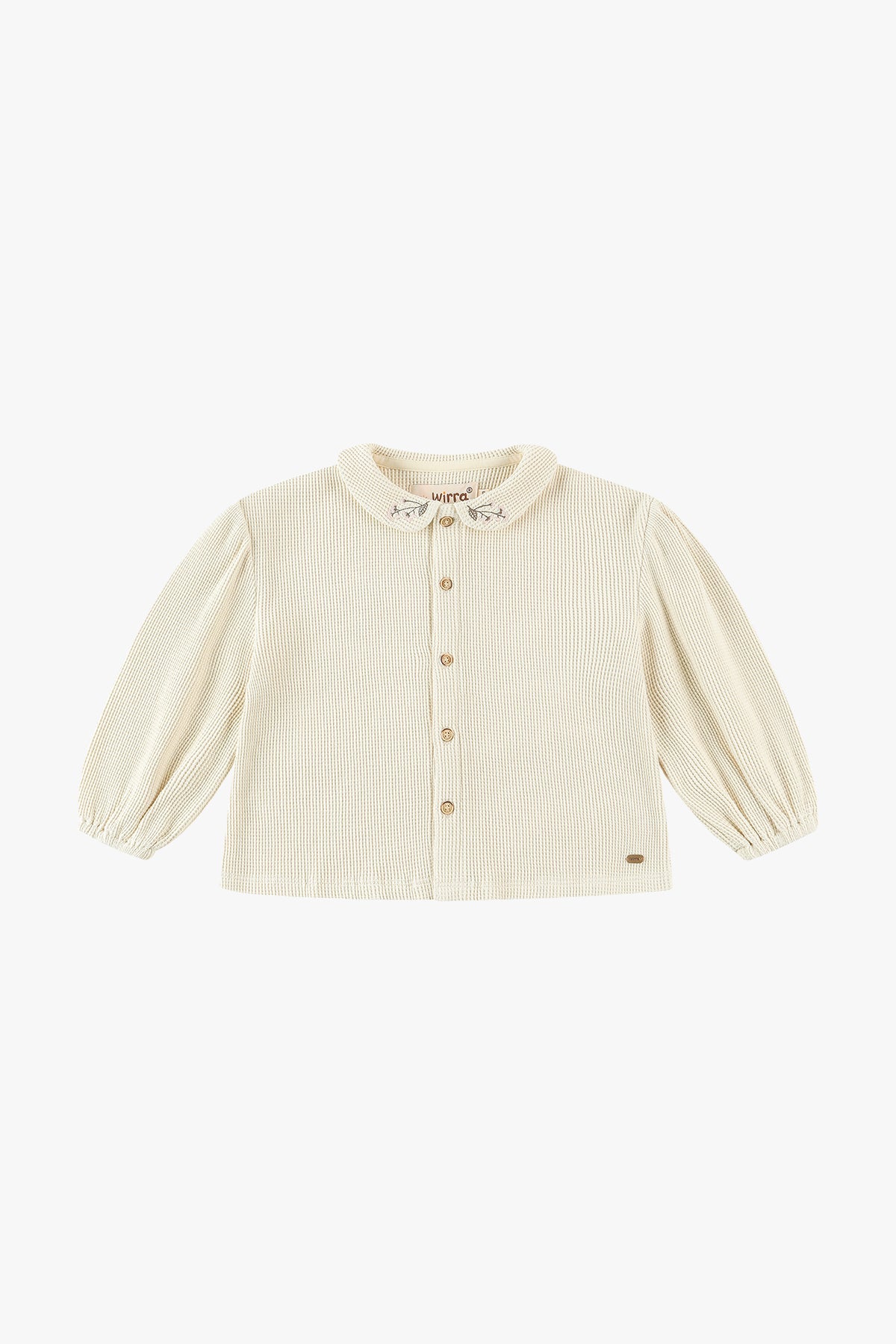 Waffle Plaid Long Sleeved Shirt - Beige