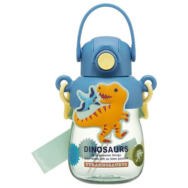 Skater Straw Bottle with Dinosaur Mascot - 650ml (Clear)