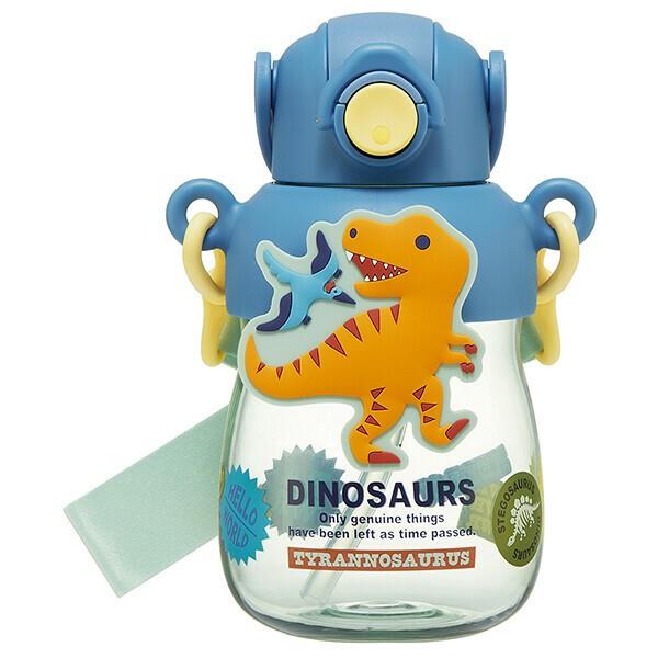 Skater Straw Bottle with Dinosaur Mascot - 650ml (Clear)