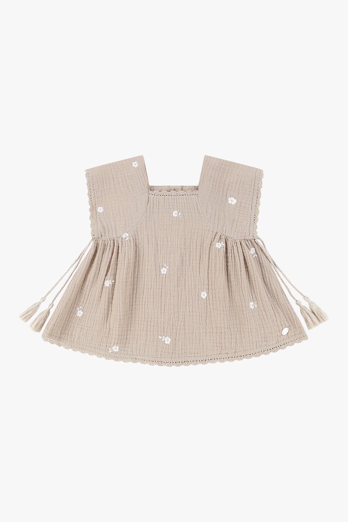 Embroidered Tassel Tank top - Dusty Pink