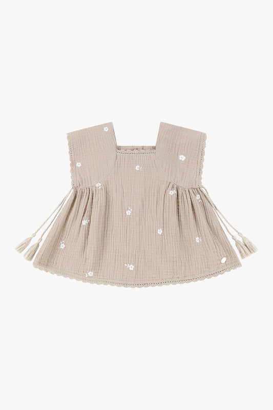 Embroidered Tassel Tank top - Dusty Pink