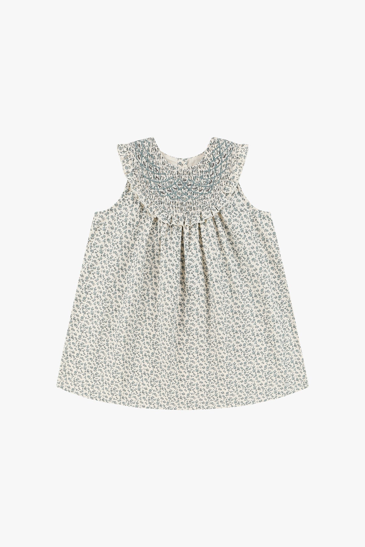 Embroidered Smock Dress - Blue Star Flower