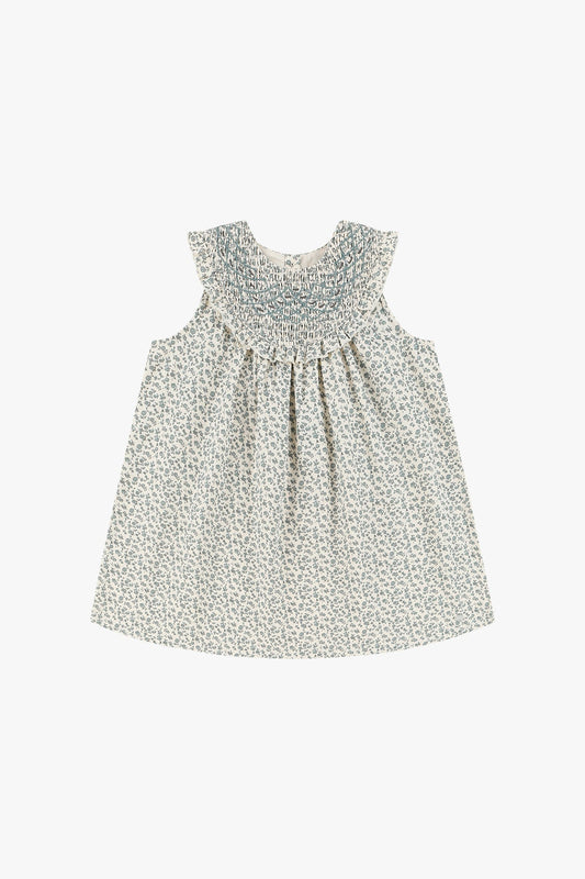 Embroidered Smock Dress - Blue Star Flower