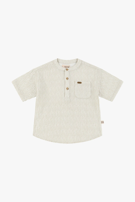 Striped Short Sleeved Shirt - Oatmeal