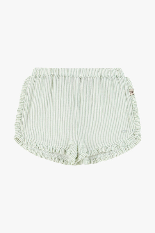Double Layer Crepe Striped Shorts - Mint Green