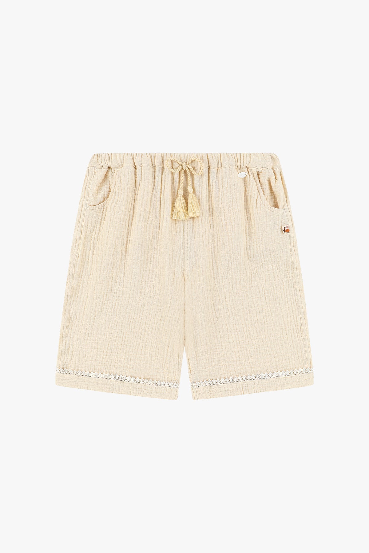 Double Layer Crepe Wide Leg Pants - Oatmeal