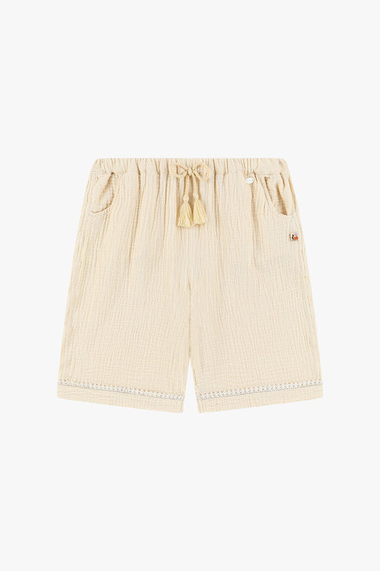 Double Layer Crepe Wide Leg Pants - Oatmeal
