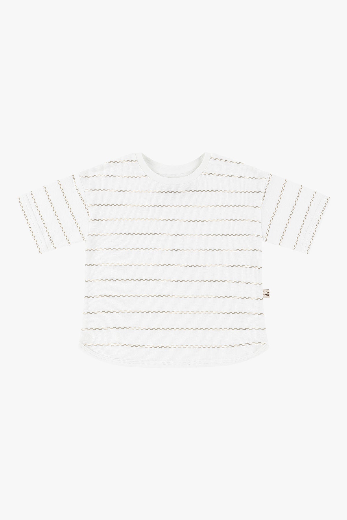 Striped Shoulder-Drop Short Sleeves - Moss Stripes
