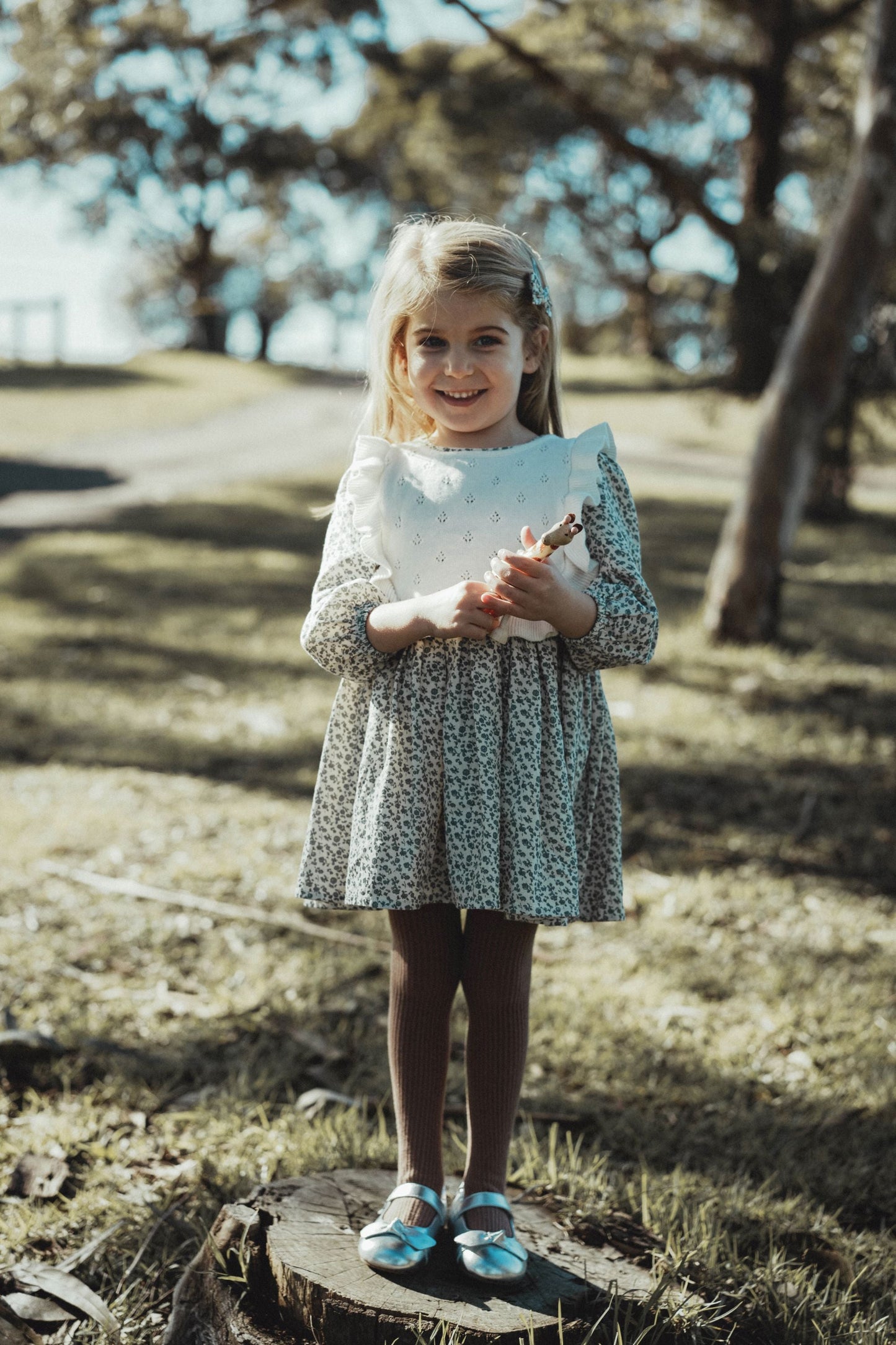 Two-Piece Floral Dress Set - Blue Star Flower