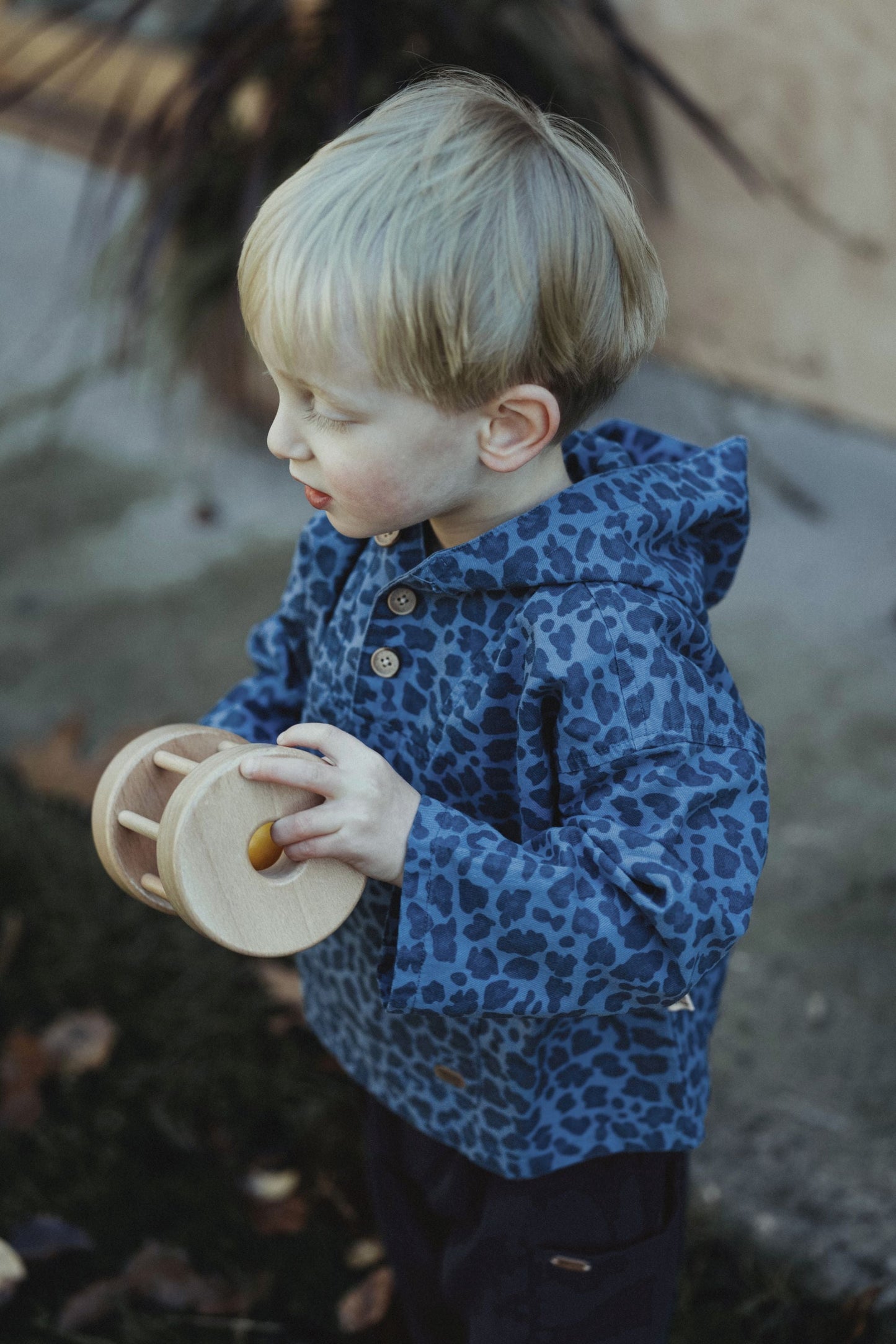 Leopard Print Hoodie Jacket - Navy Blue