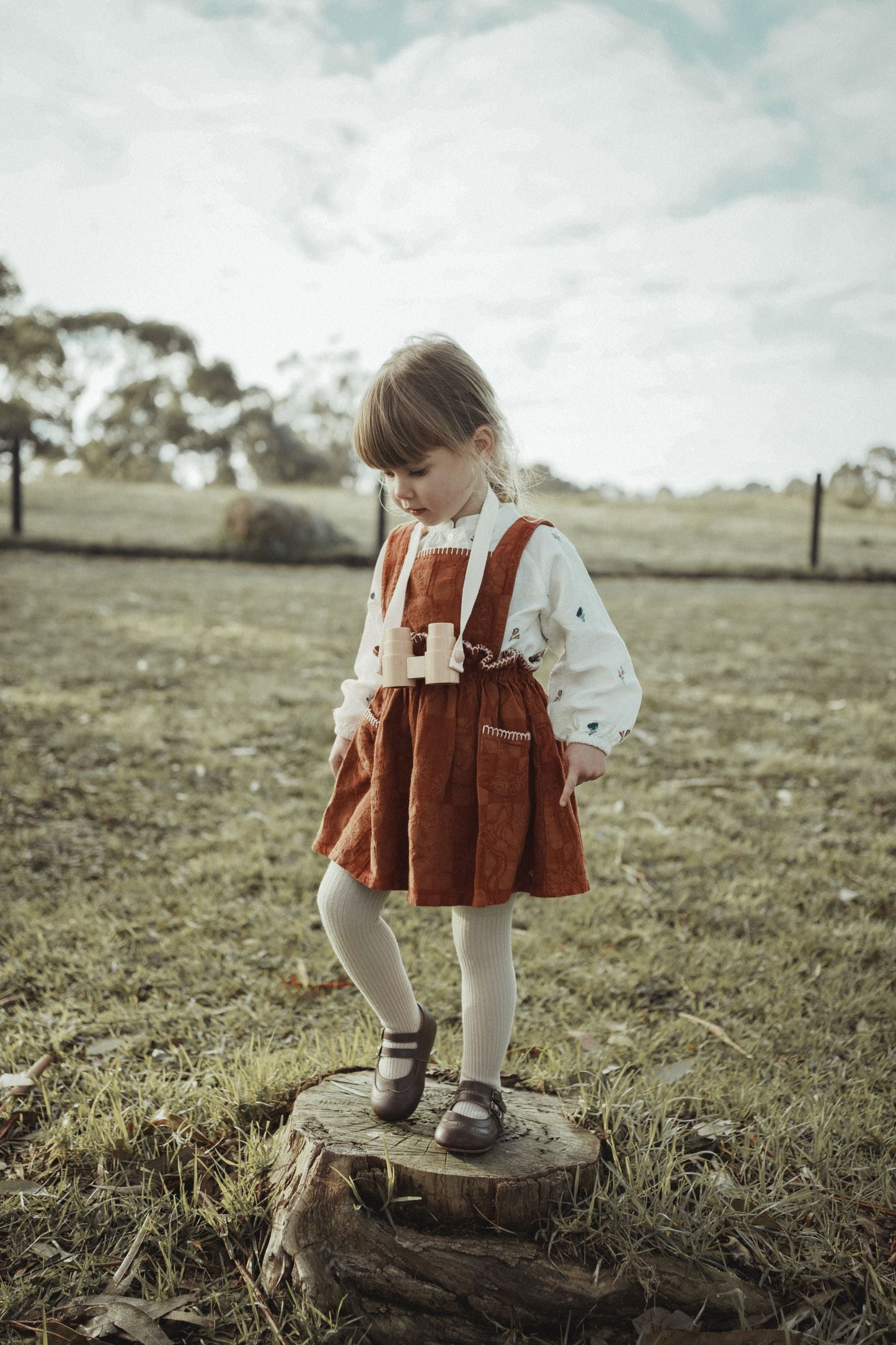 Country Style Suspender Dress - Caramel