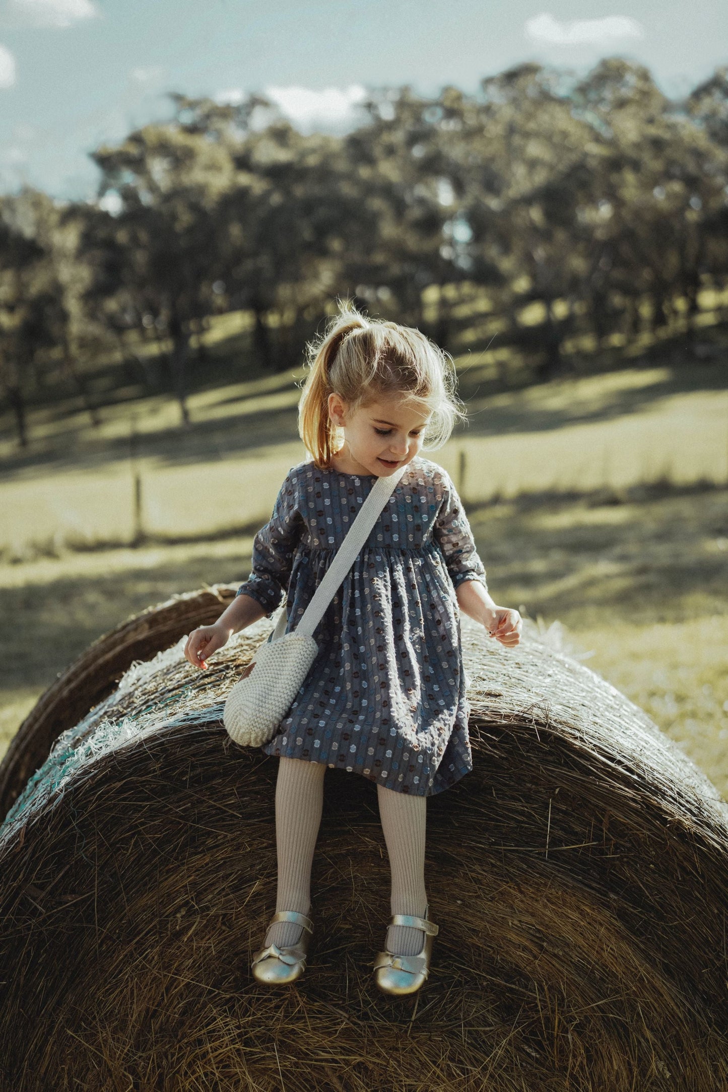 Vintage Polka Dot Dress - Navy Blue Polka Dot