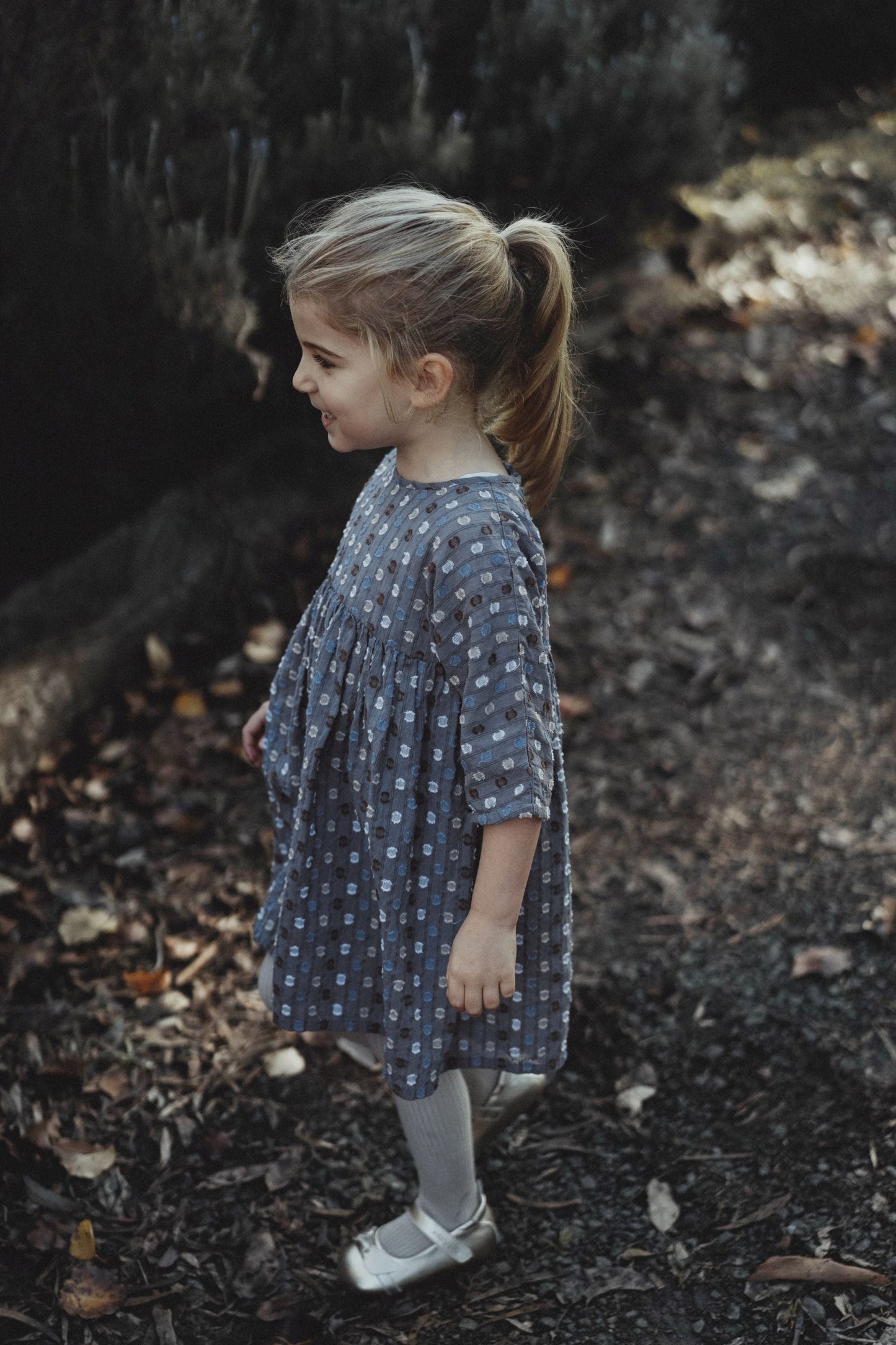 Vintage Polka Dot Dress - Navy Blue Polka Dot