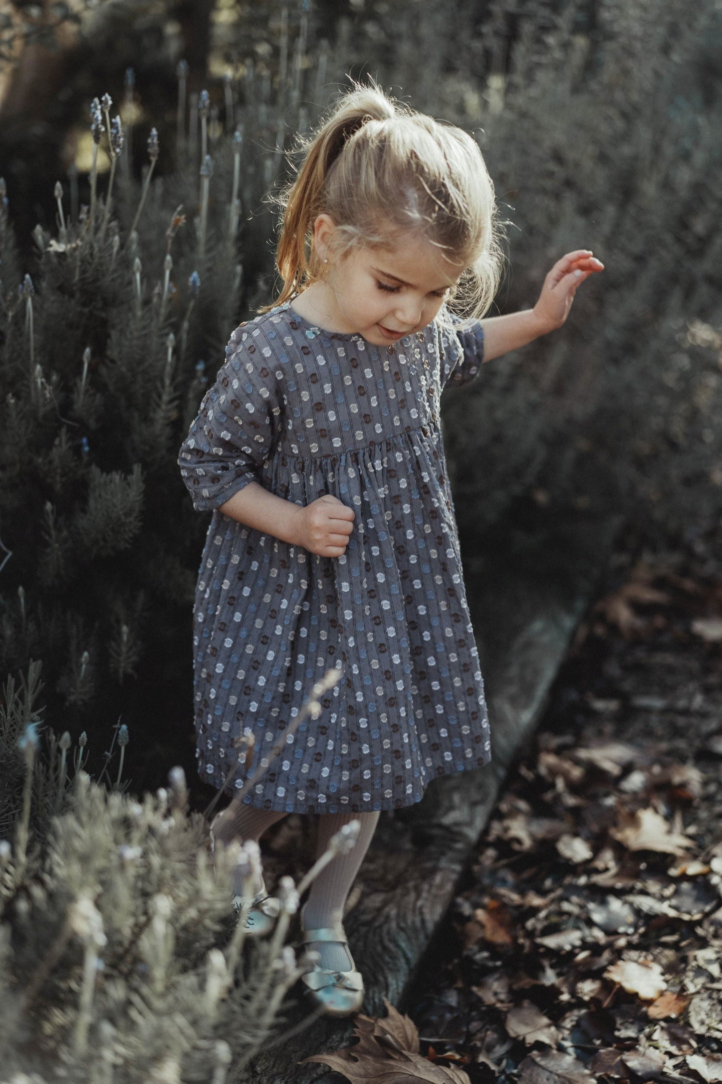 Vintage Polka Dot Dress - Navy Blue Polka Dot