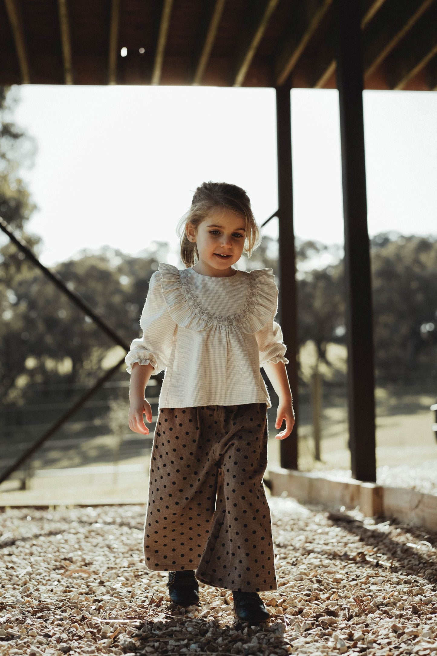 Polka Dot Wide-Leg Pant - Brown Polka Dot