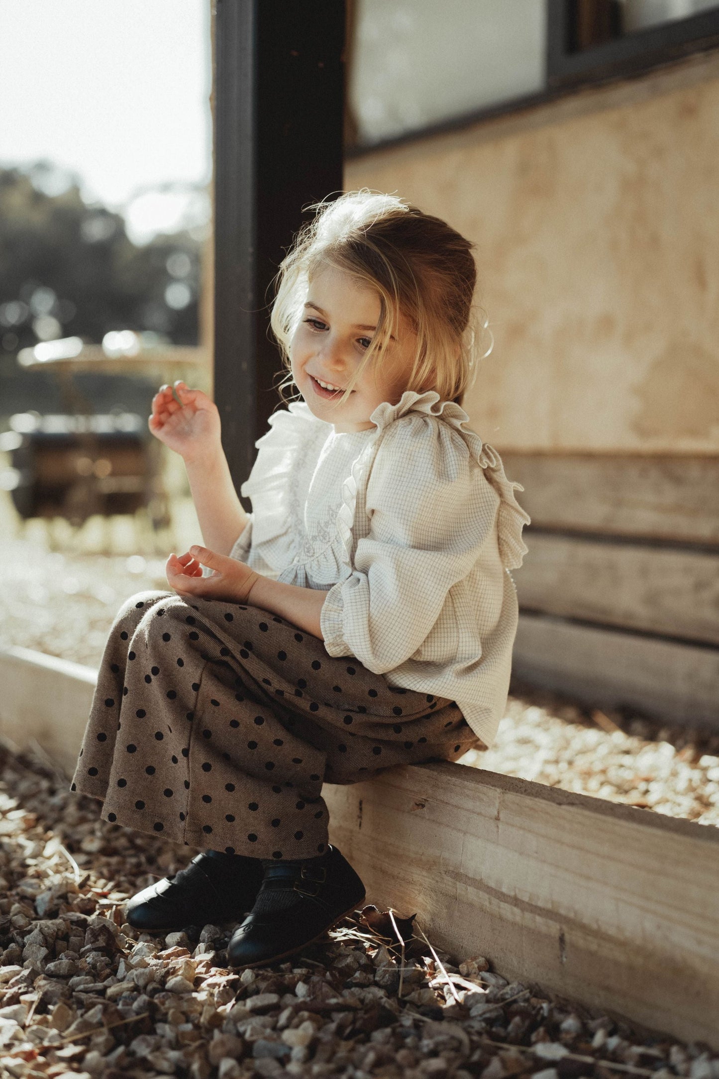 Polka Dot Wide-Leg Pant - Brown Polka Dot