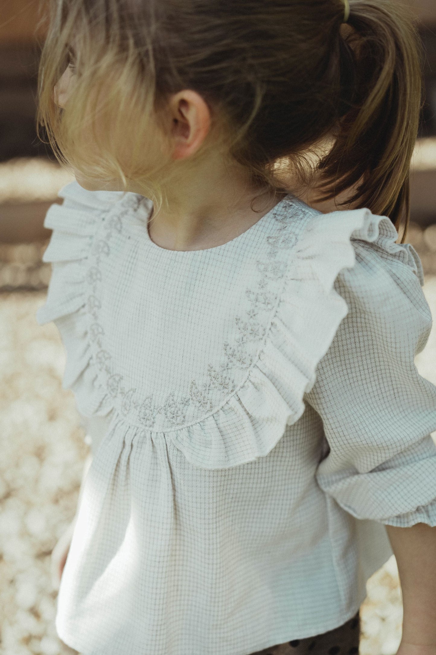 Ruffled Collar Blouse - Light Apricot