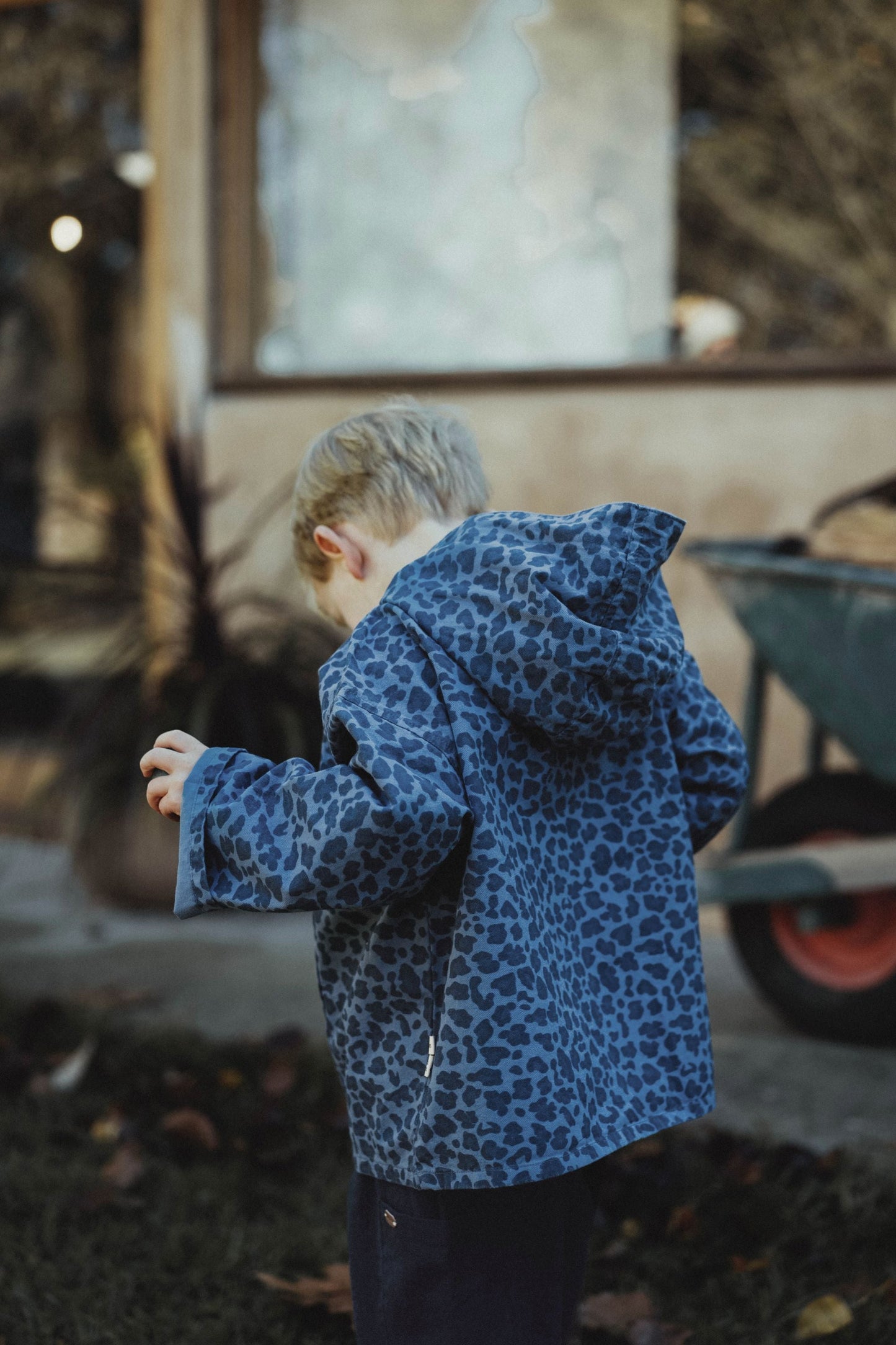 Leopard Print Hoodie Jacket - Navy Blue