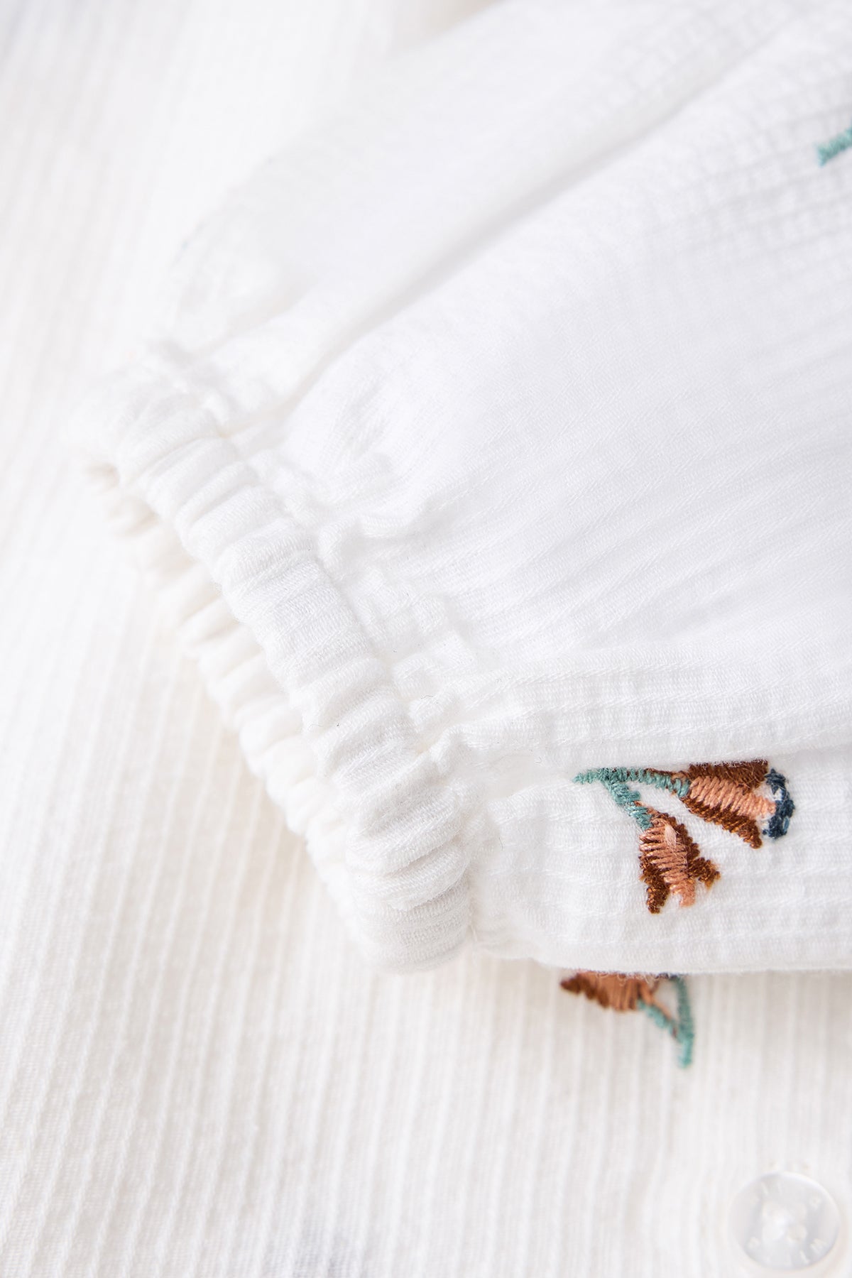 Cotton Embroidered Blouse - Cream