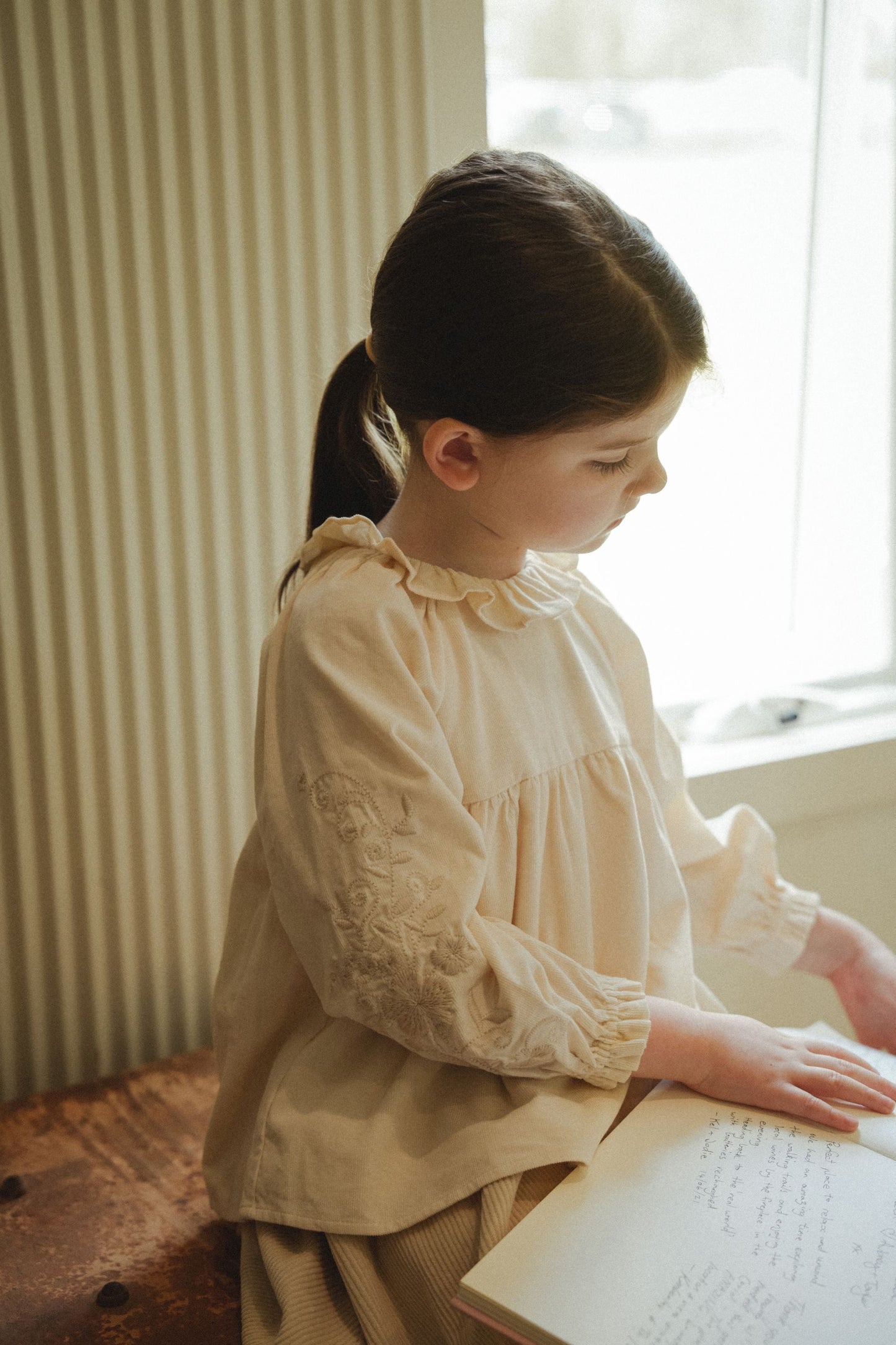 Long Sleeve Corduroy Blouse - Ivory