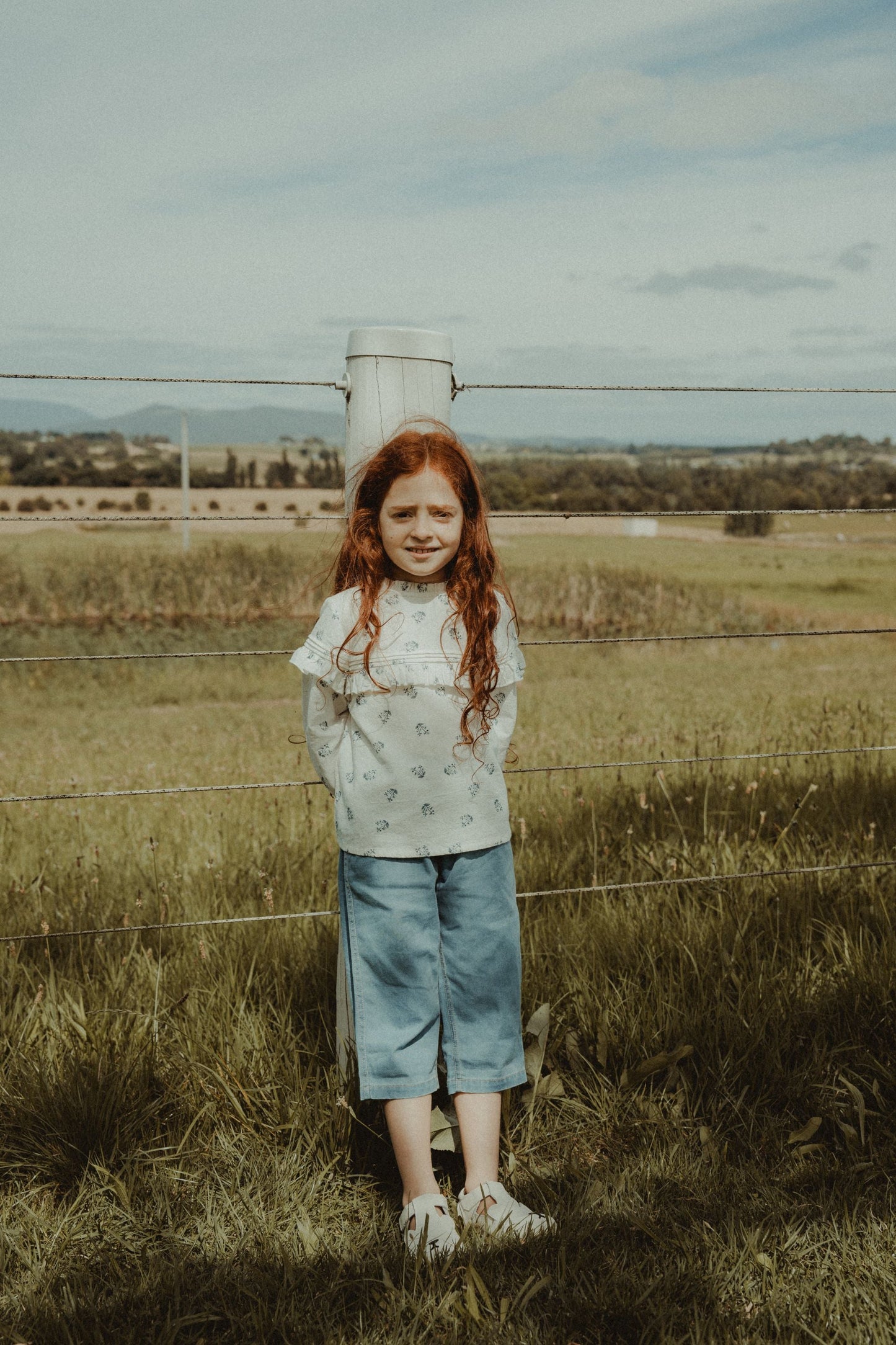 Long Sleeve Printed Blouse - Off-White