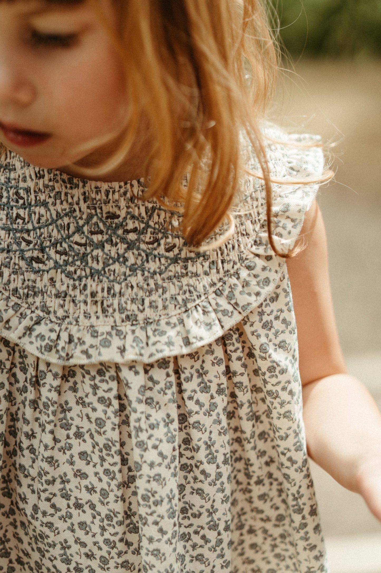 Embroidered Smock Dress - Blue Star Flower
