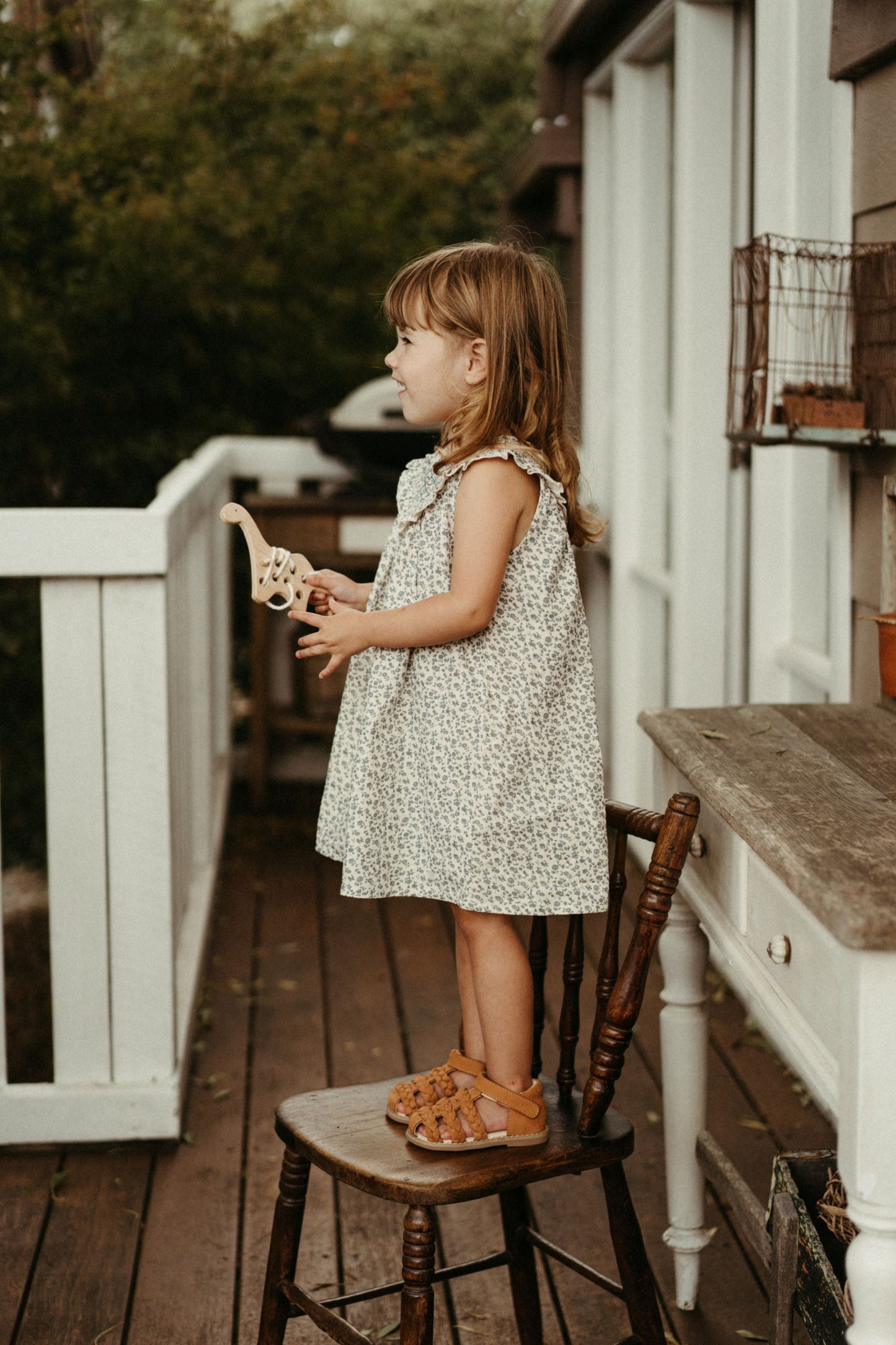Embroidered Smock Dress - Blue Star Flower