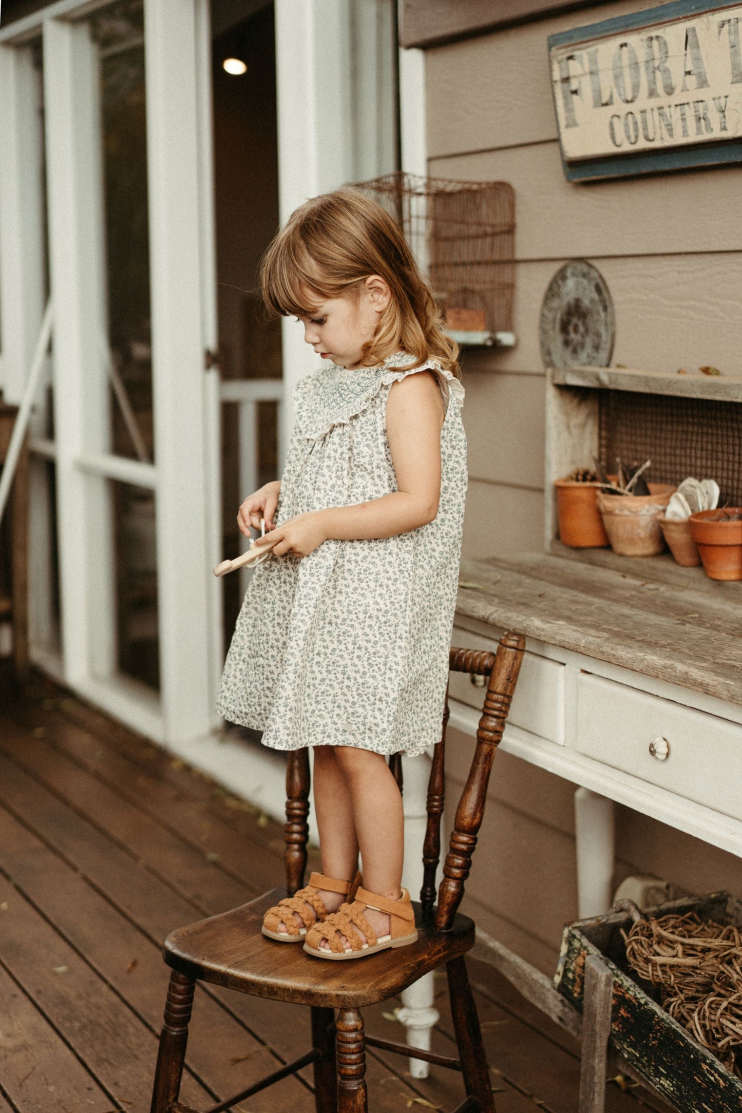 Embroidered Smock Dress - Blue Star Flower
