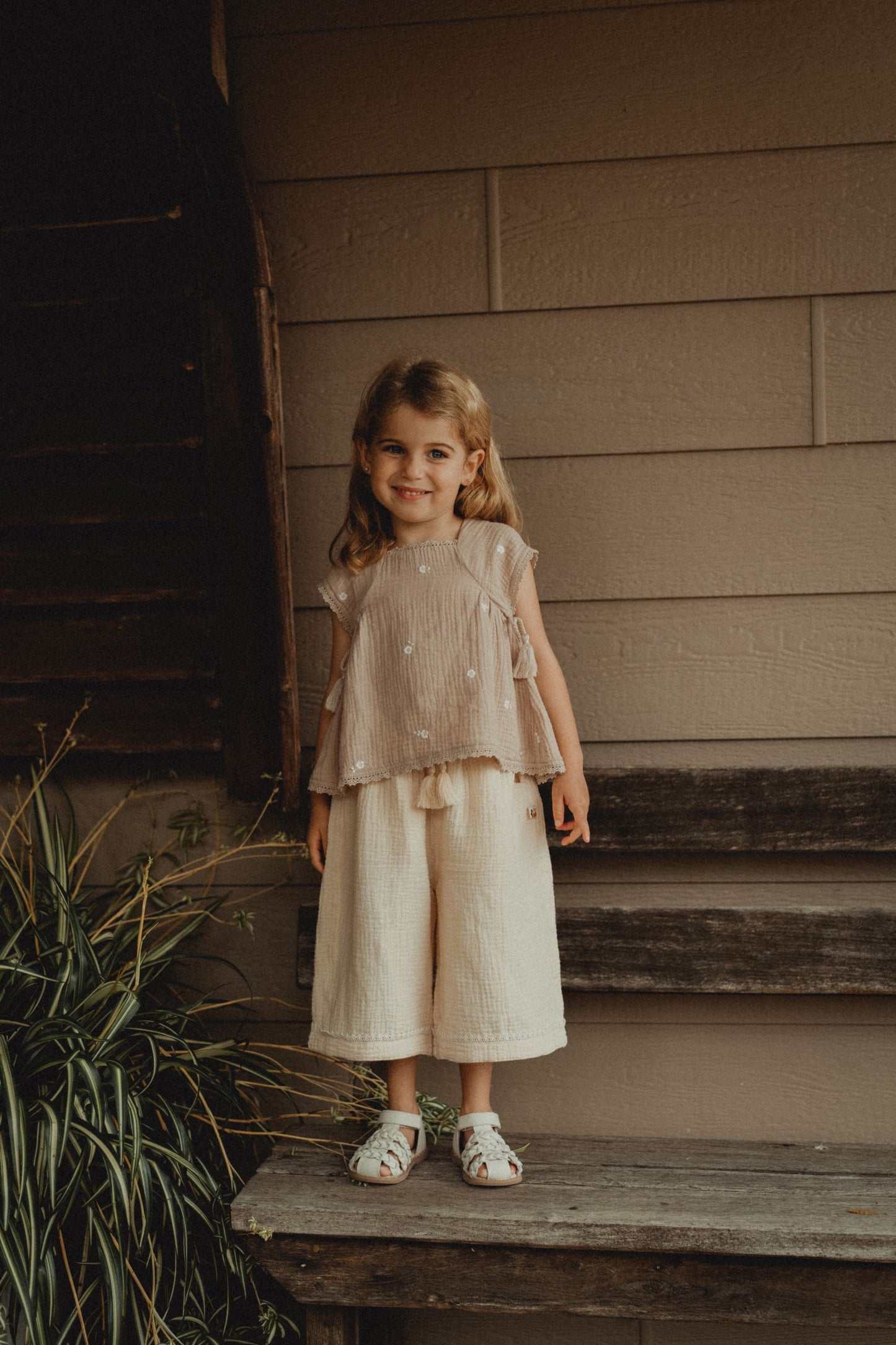 Double Layer Crepe Wide Leg Pants - Oatmeal