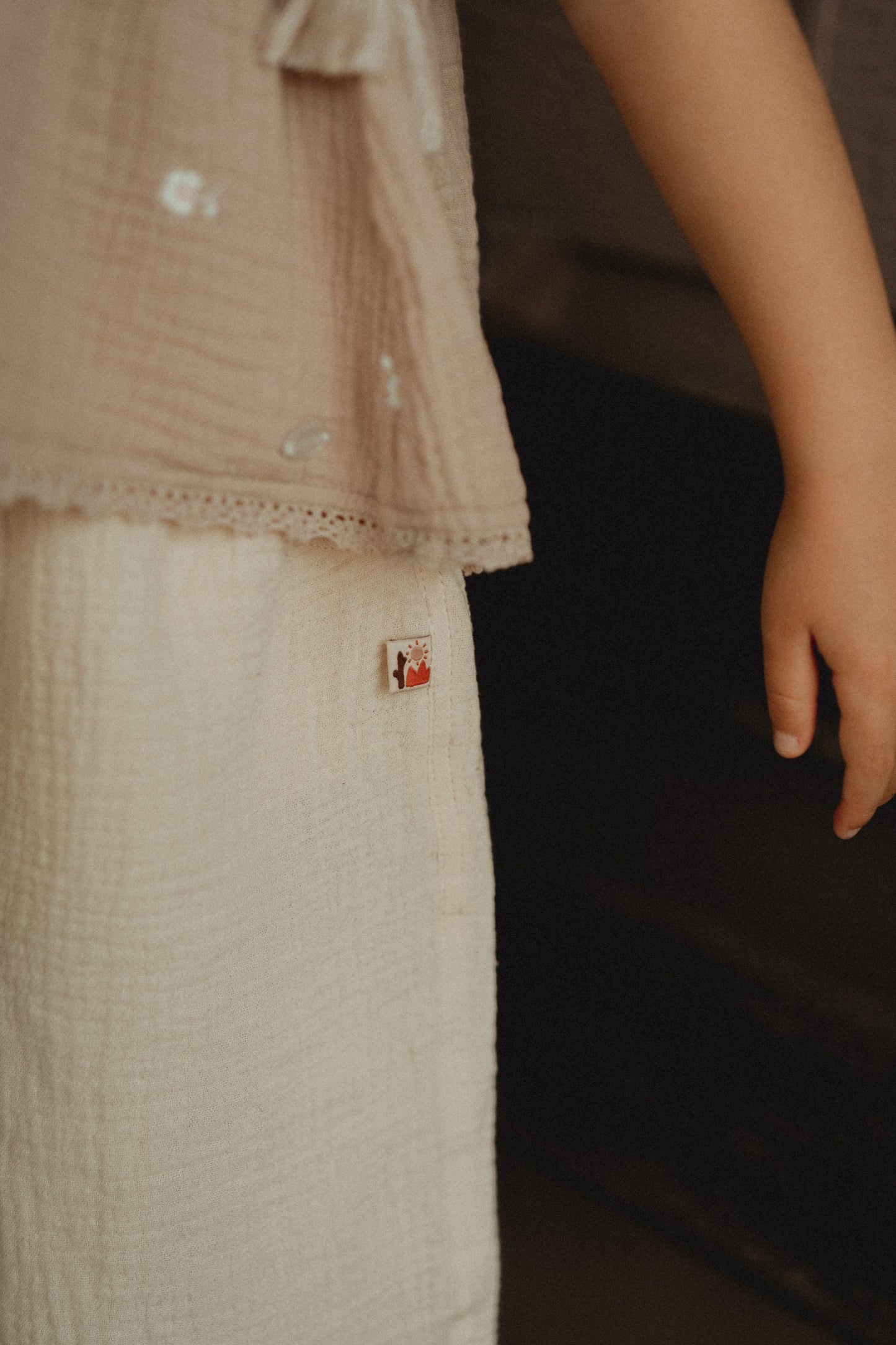 Embroidered Tassel Tank top - Dusty Pink