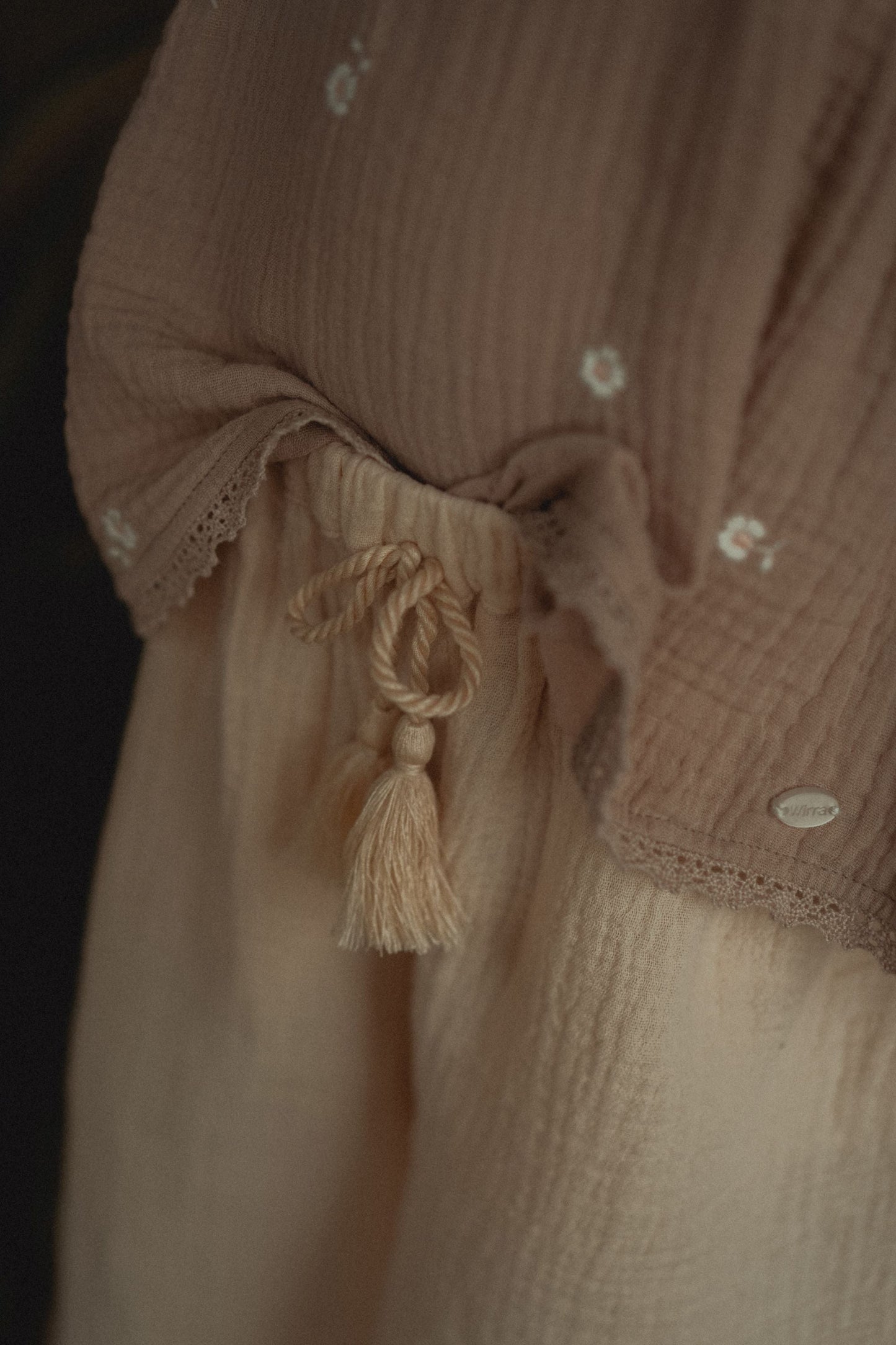 Embroidered Tassel Tank top - Dusty Pink