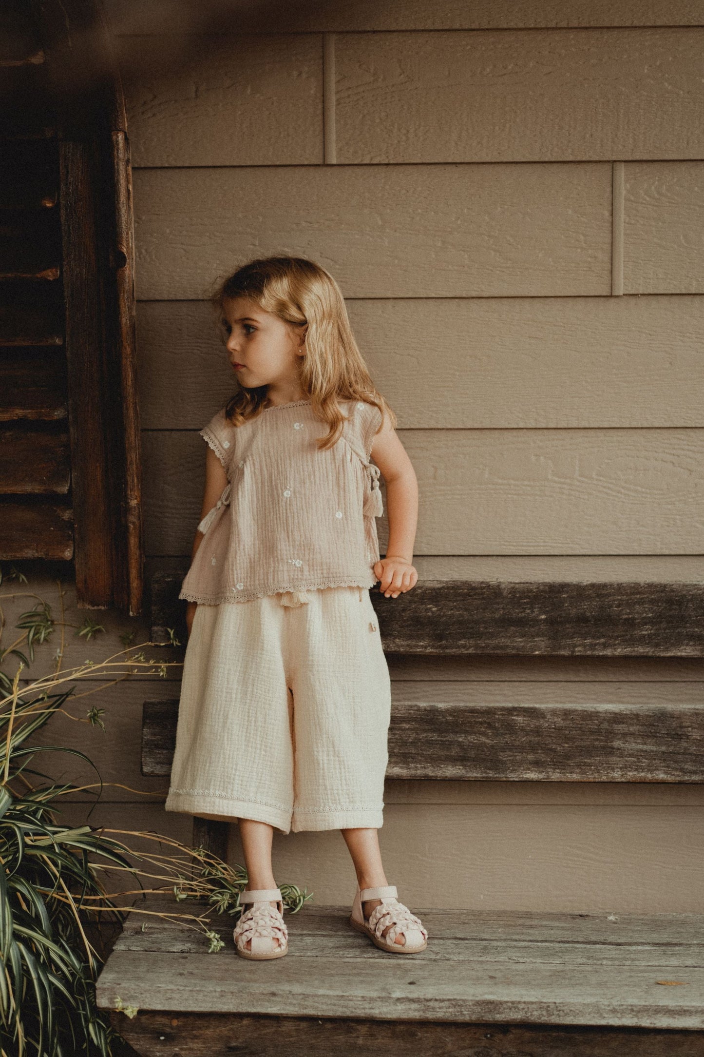 Embroidered Tassel Tank top - Dusty Pink