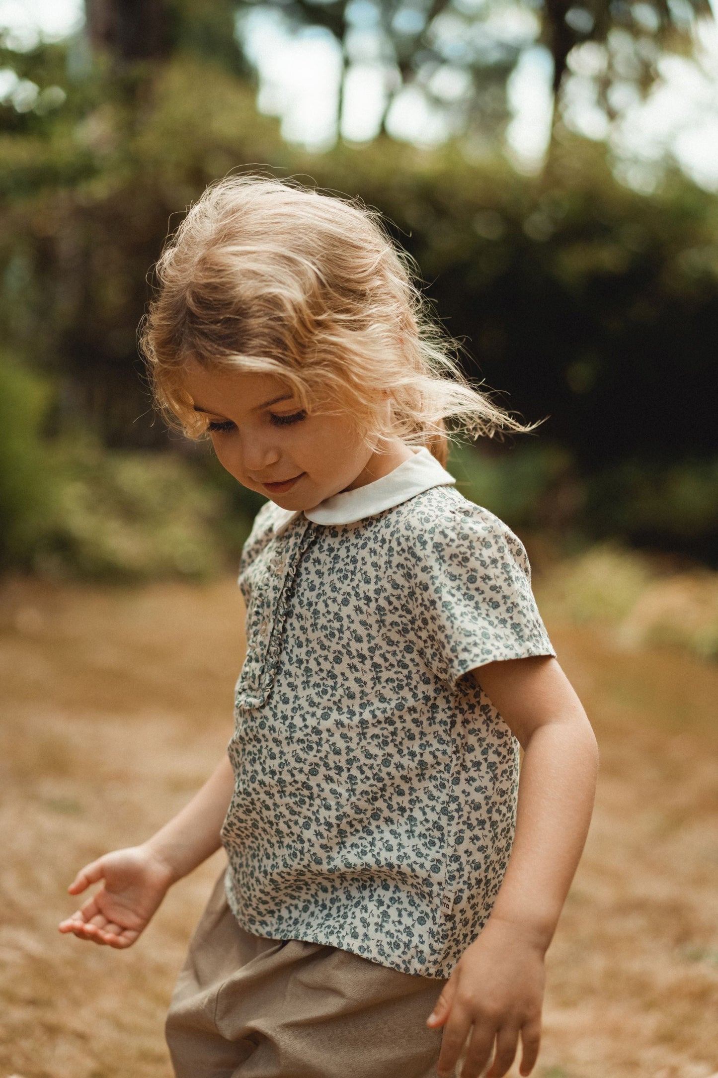 Full Printed Polo Shirt - Blue Star Flower