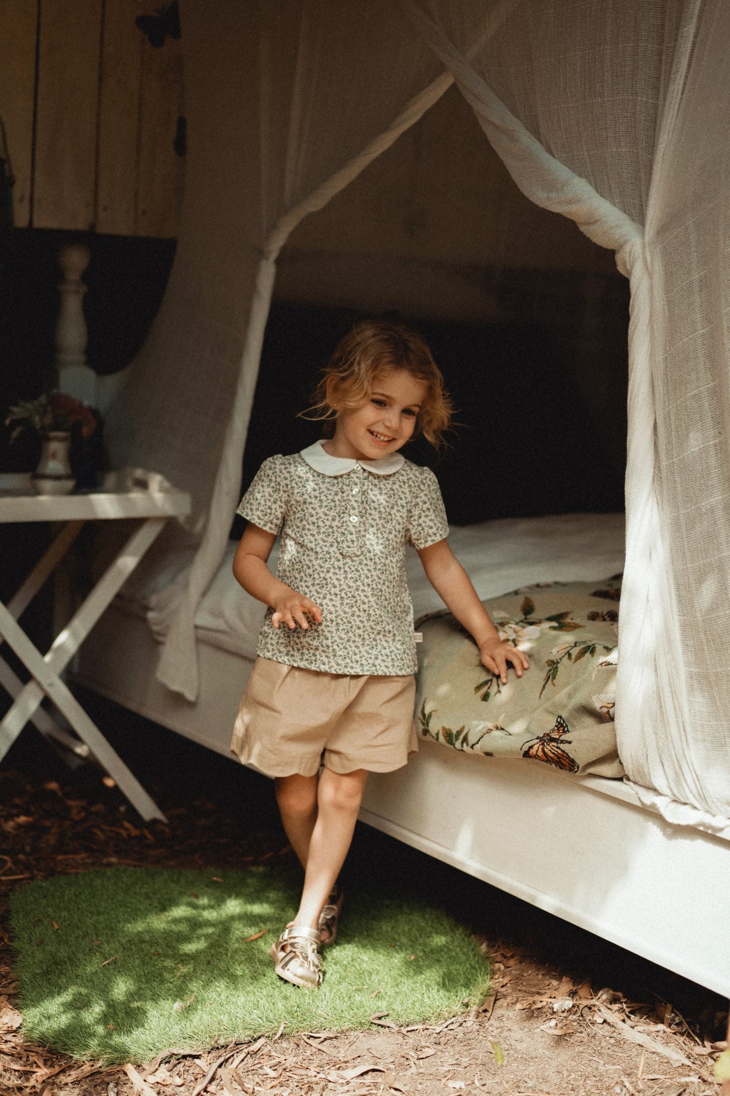 Full Printed Polo Shirt - Blue Star Flower