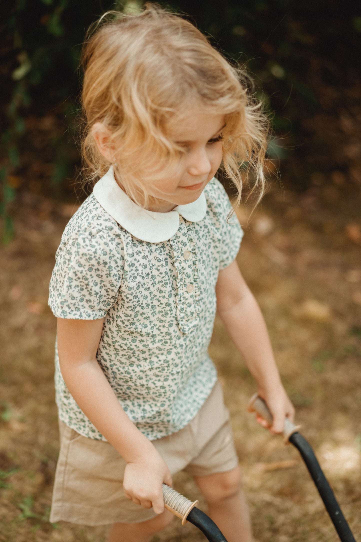Full Printed Polo Shirt - Blue Star Flower