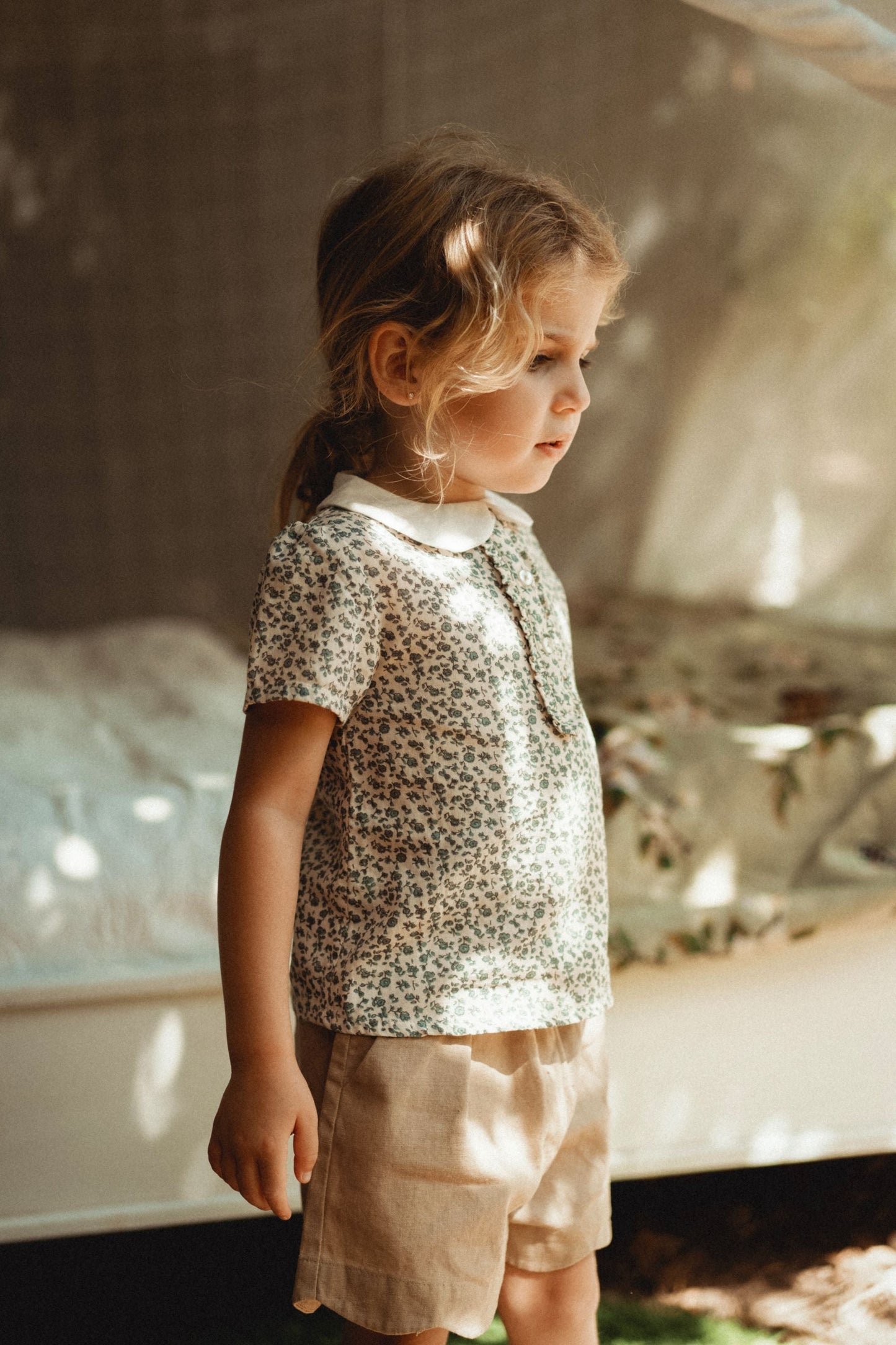 Full Printed Polo Shirt - Blue Star Flower