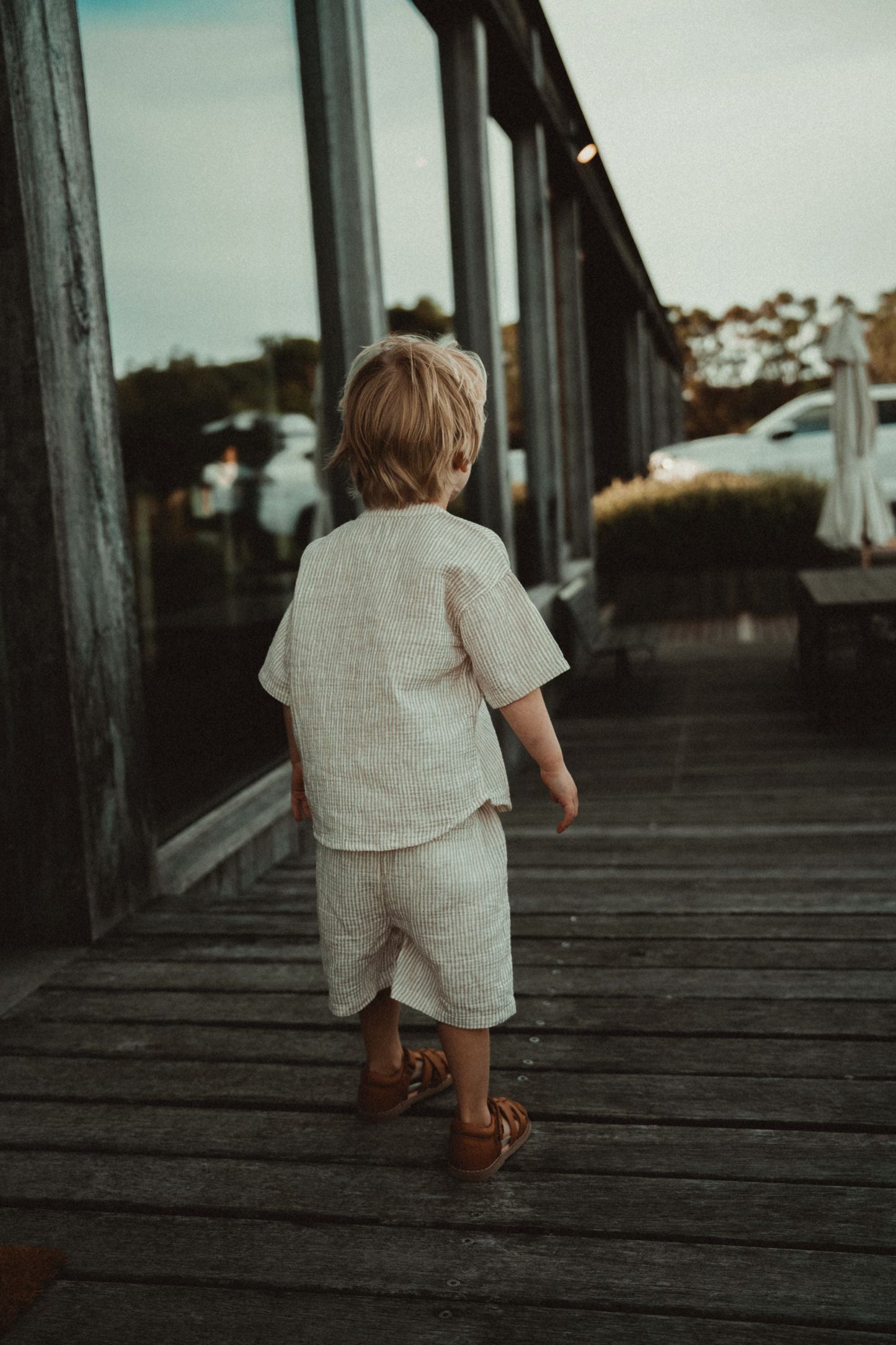 Striped Short Sleeved Shirt - Oatmeal