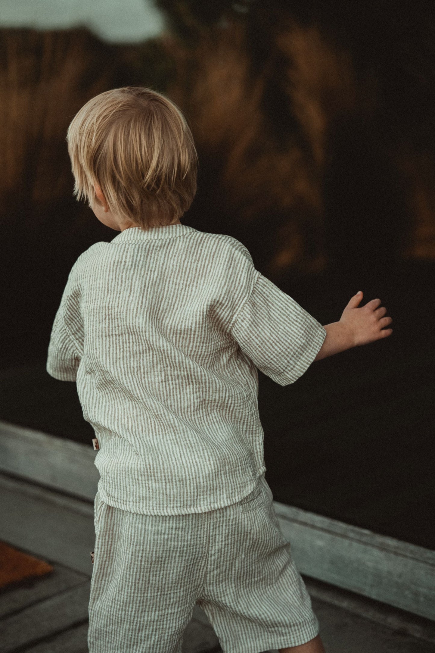 Striped Short Sleeved Shirt - Oatmeal