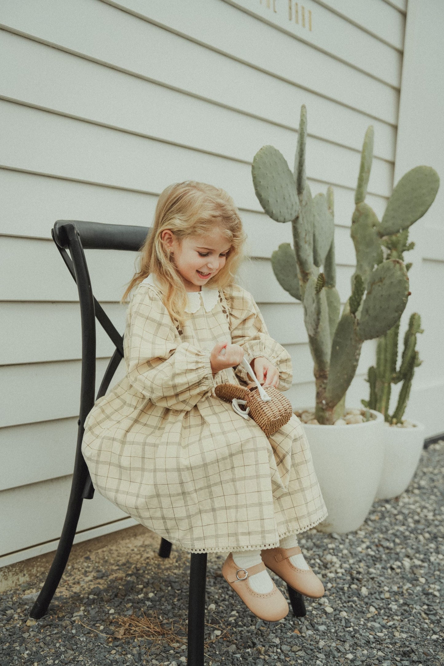 Corduroy Plaid Dress - Khaki